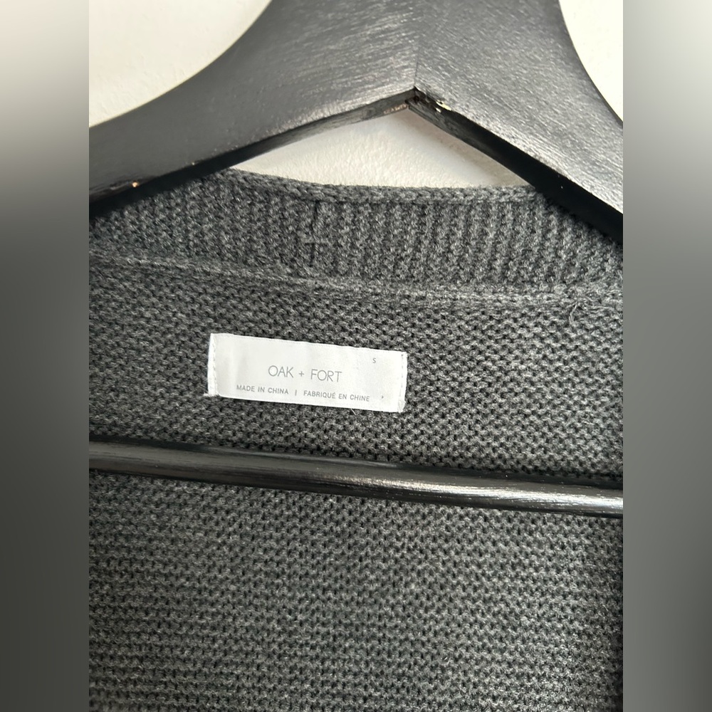 OAK + FORT Charcoal Open Cardigan - Picture 3 of 3